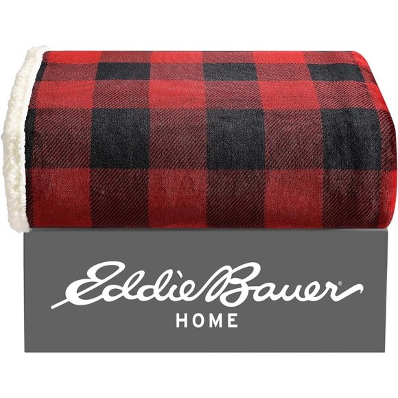 Red Check Reversible Sherpa Fleece Bedding Buffalo Plaid Home Decor All Seasons - Picture 10 of 13